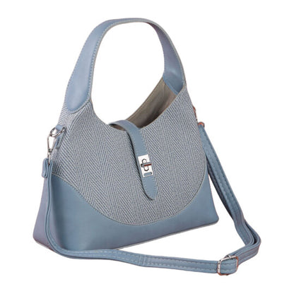 Steel Blue Twist Lock Handbag with Extra Strap