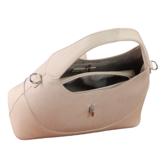 Beige Twist Lock Handbag with Extra Strap