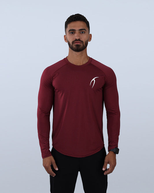 Burgundy Long Sleeve Running T-shirt