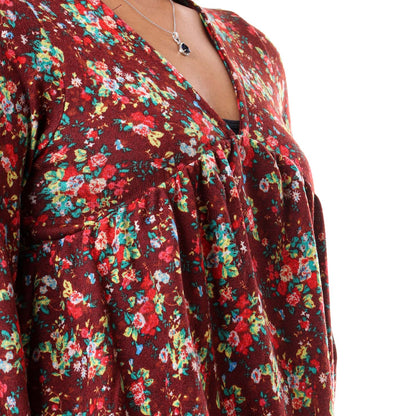 Floral V-Neck Tunic Top - توب بقصة تونك مشجر برقبة V