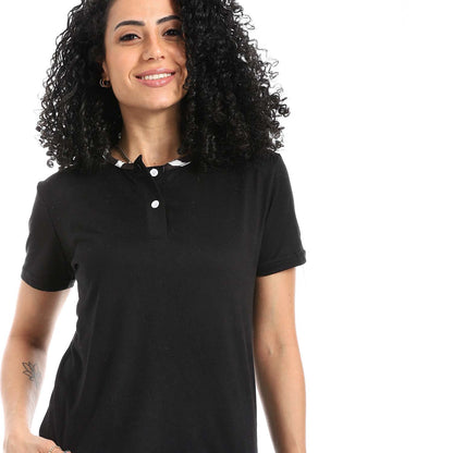 Self Pattern Short Sleeves Pajama Set - بيجامة منقوشة بأكمام قصيرة