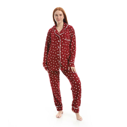 Maroon Classic Full Printed Pajama