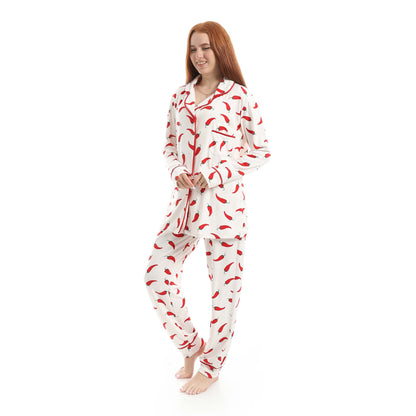 Classic Full Printed Chili Pepper Pajama