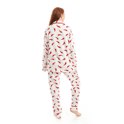 Classic Full Printed Chili Pepper Pajama