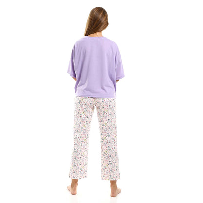 Printed Short Sleeves Pajama Set - بيجامة مطبوعة بأكمام قصيرة