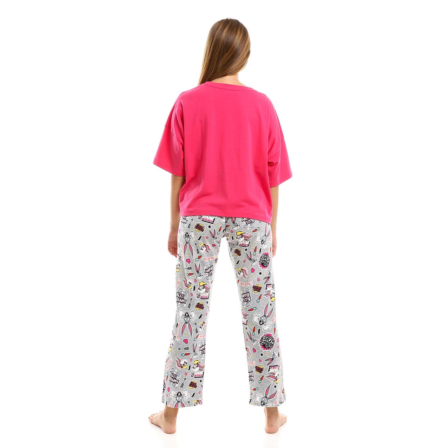 Printed Short Sleeves Pajama Set - بيجامة مطبوعة بأكمام قصيرة