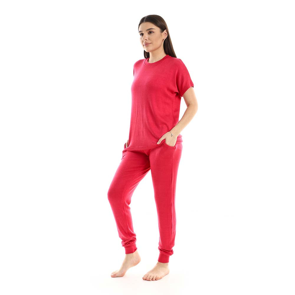 Plain Comfy Slip On Pajama Set - بيجامة سادة مريحة سهلة الارتداء