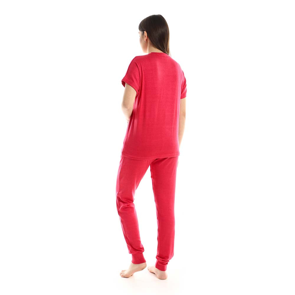Plain Comfy Slip On Pajama Set - بيجامة سادة مريحة سهلة الارتداء
