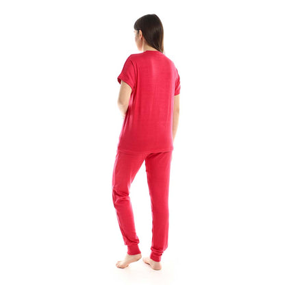 Plain Comfy Slip On Pajama Set - بيجامة سادة مريحة سهلة الارتداء