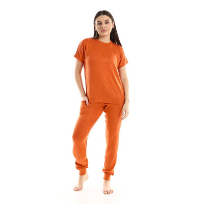 Plain Comfy Slip On Pajama Set - بيجامة سادة مريحة سهلة الارتداء