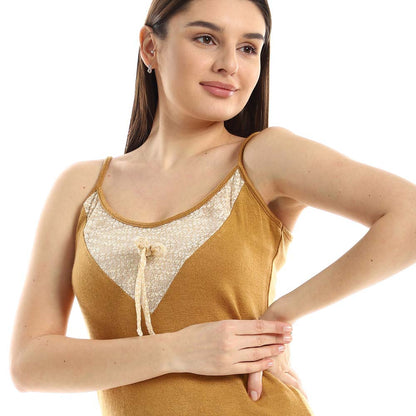 Spaghetti Sleeves Pajama with Ribbon - بيجامة حمالات بفيونكة