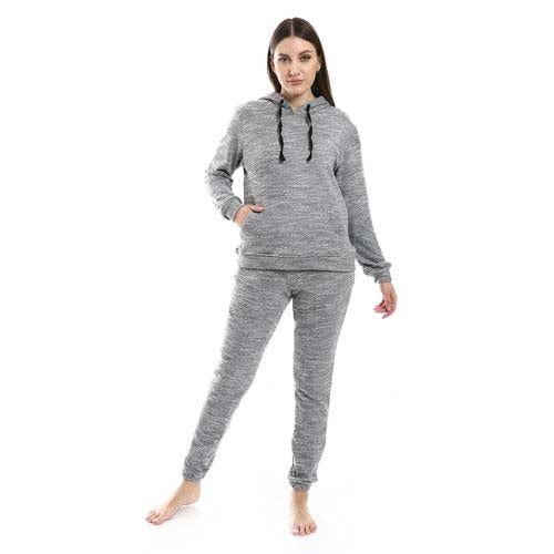 Kangaroo Pockets Hooded Pajama Set - بيجامة هودي بجيوب متصلة