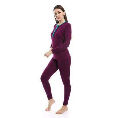 Plain Long Sleeves Pajama Set - بيجامة سادة بأكمام طويلة