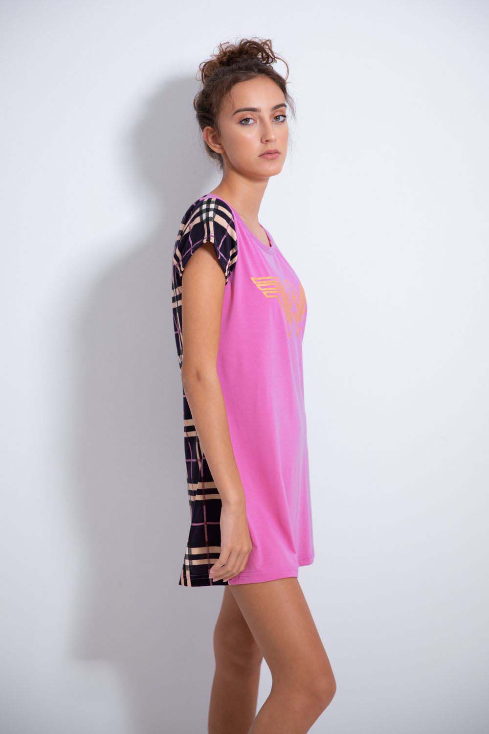 Checkered Back Sleepshirt - قميص نوم كاروهات من الخلف