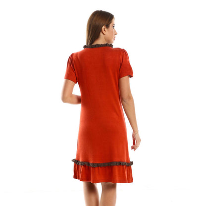 Printed Ruffled Sleepshirt - قميص نوم مطبوع بكرانيش