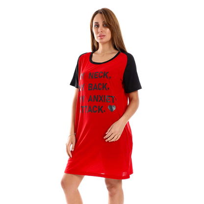 Raglan Sleeves Printed Sleepshirt - قميص نوم مطبوع بأكمام رجلان