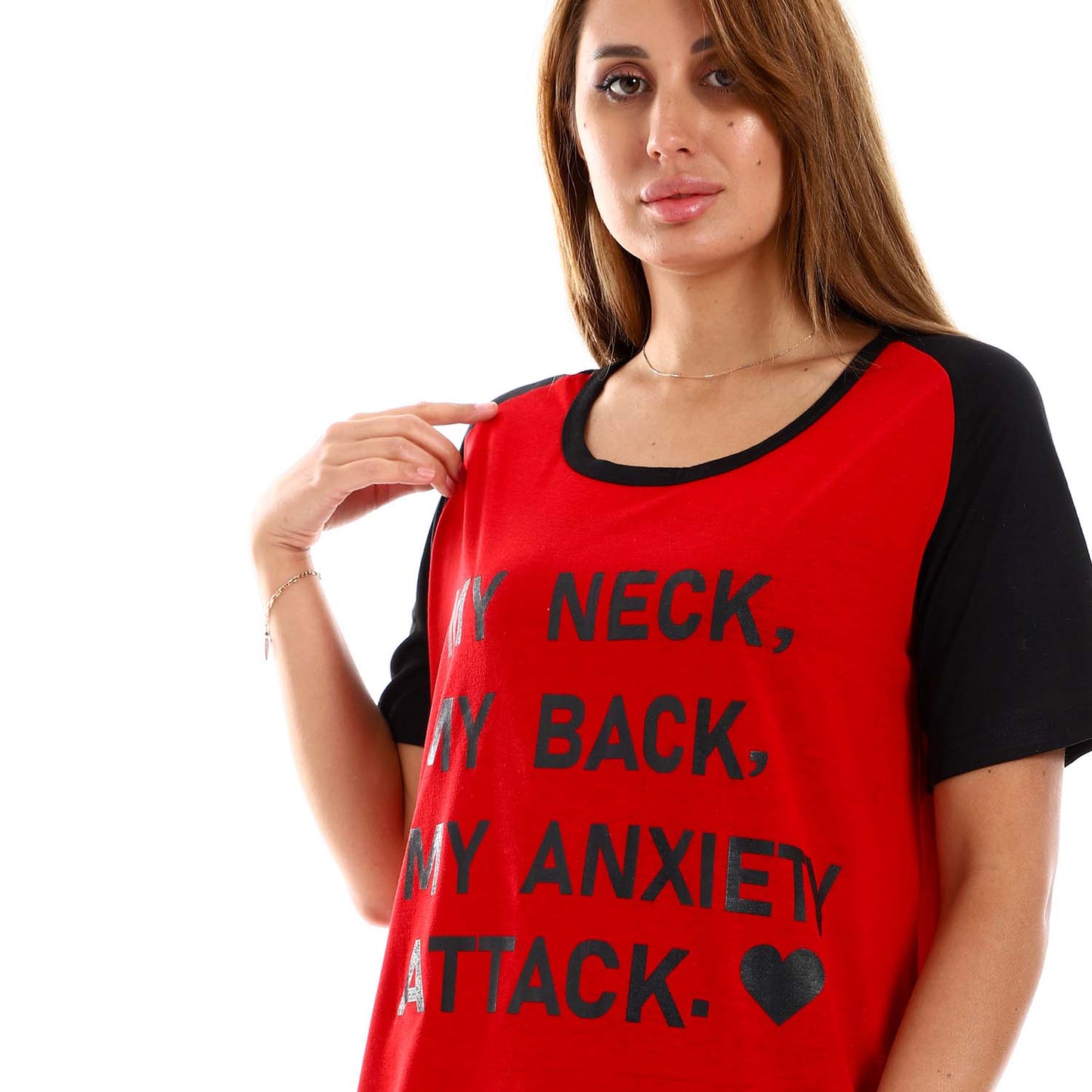 Raglan Sleeves Printed Sleepshirt - قميص نوم مطبوع بأكمام رجلان