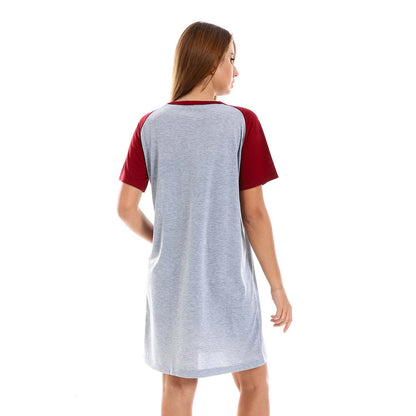 Raglan Sleeves Printed Sleepshirt - قميص نوم مطبوع بأكمام رجلان