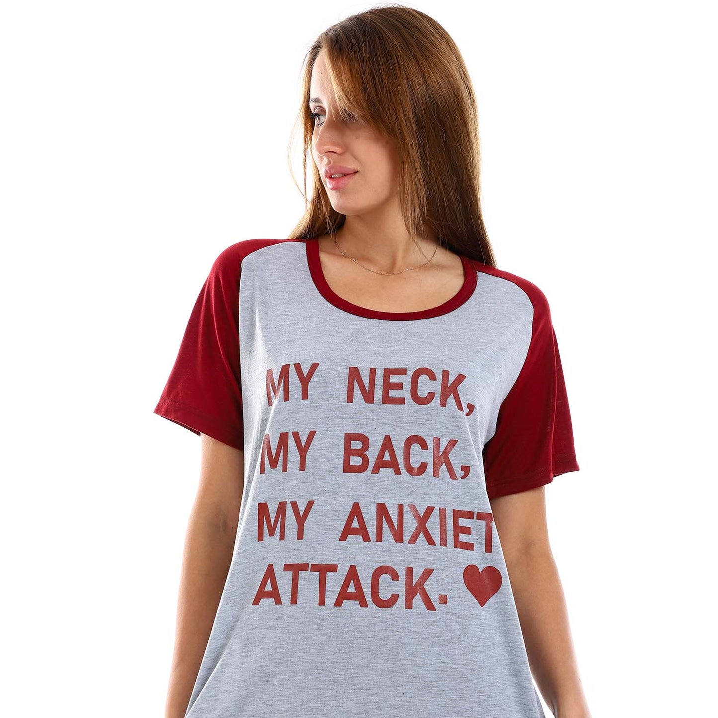 Raglan Sleeves Printed Sleepshirt - قميص نوم مطبوع بأكمام رجلان