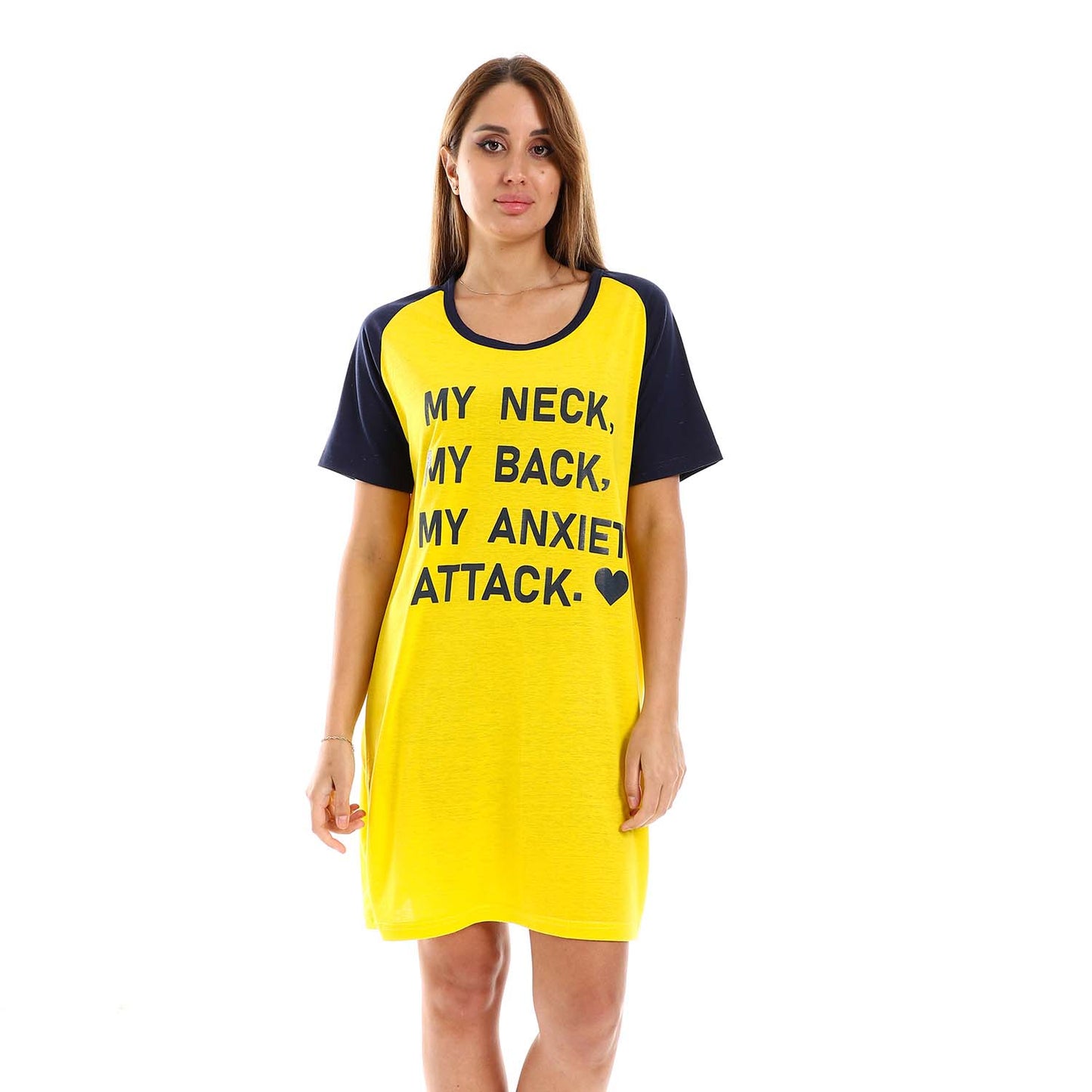 Raglan Sleeves Printed Sleepshirt - قميص نوم مطبوع بأكمام رجلان