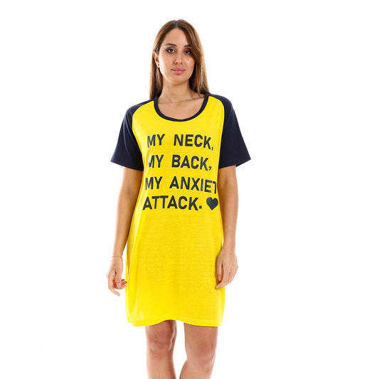 Raglan Sleeves Printed Sleepshirt - قميص نوم مطبوع بأكمام رجلان