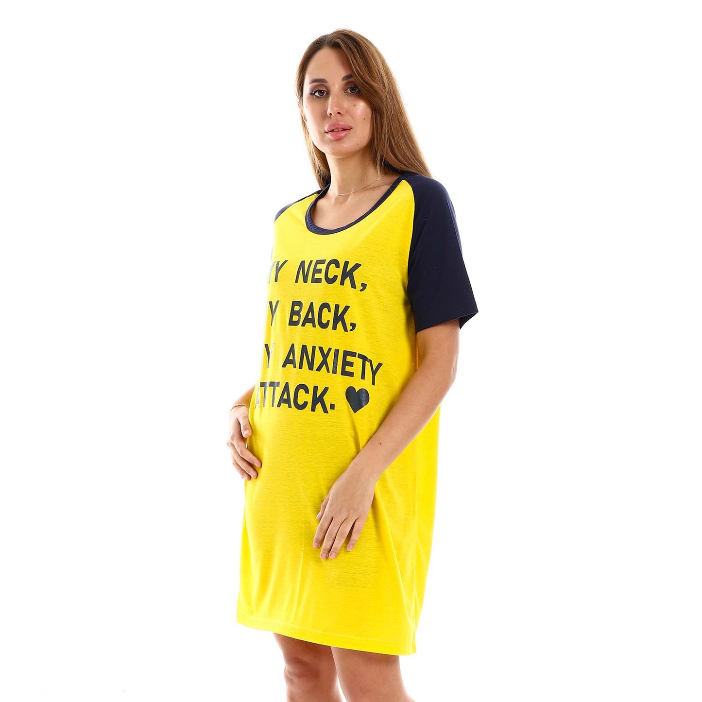 Raglan Sleeves Printed Sleepshirt - قميص نوم مطبوع بأكمام رجلان