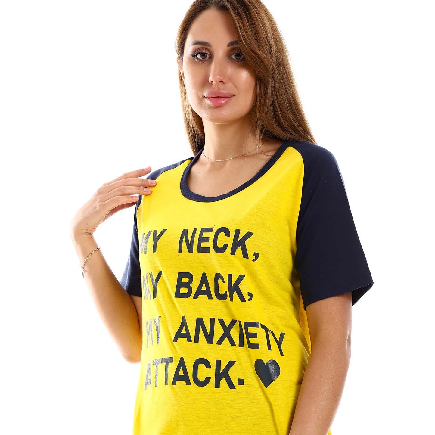 Raglan Sleeves Printed Sleepshirt - قميص نوم مطبوع بأكمام رجلان