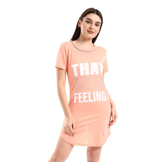 Printed Round Hem Sleepshirt - قميص نوم مطبوع بنهاية دائرية