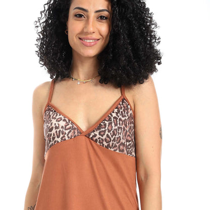 Straps Sleepshirt with Printed Cups - قميص نوم بحمالات