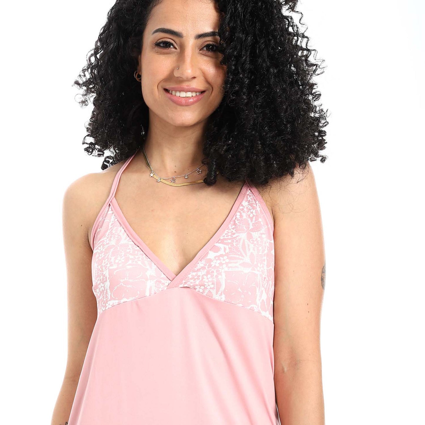 Straps Sleepshirt with Printed Cups - قميص نوم بحمالات