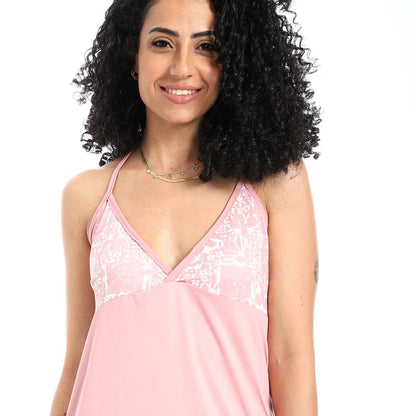 Straps Sleepshirt with Printed Cups - قميص نوم بحمالات