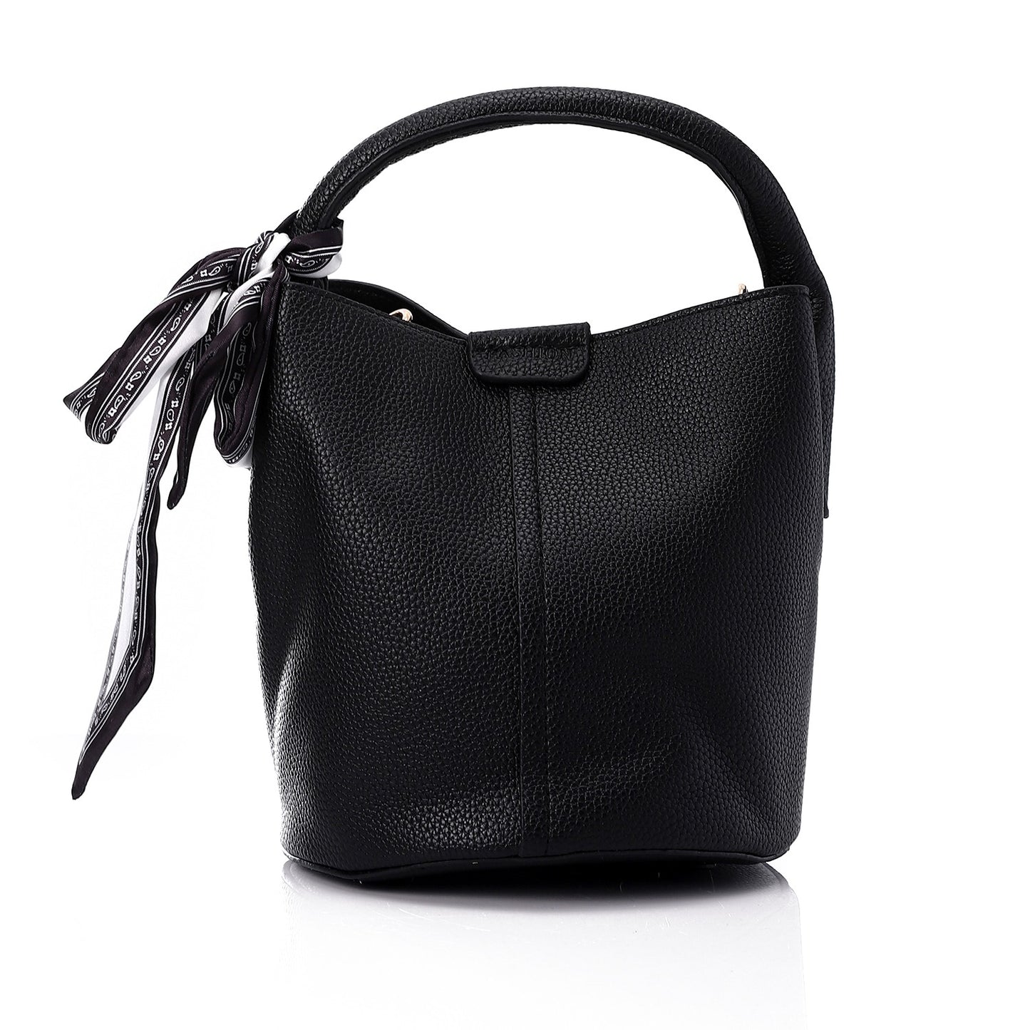 Black Side Scarf Handbag with Inner Pouch