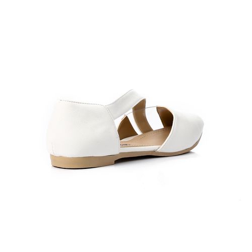 حذاء مسطح جلدي مفتوح الجانبين