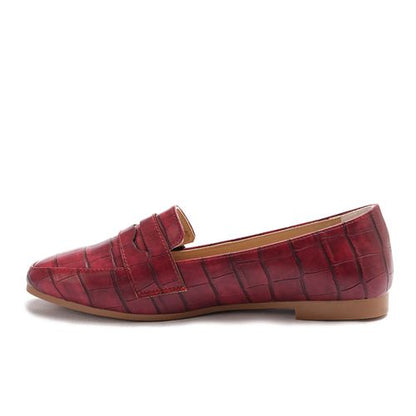 Textured Leather Flat Loafer