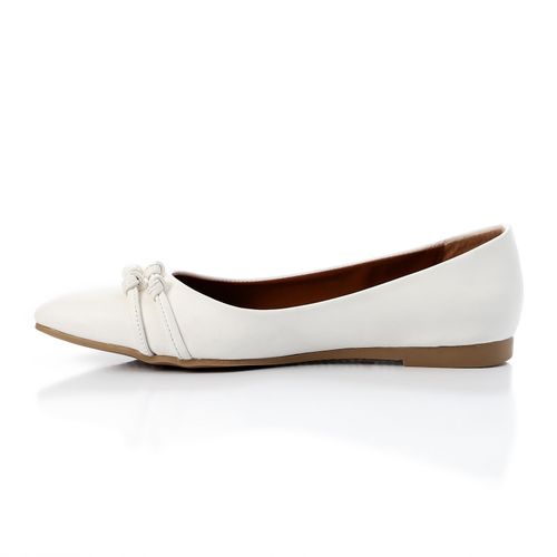 White Pointed Toe Cap Ballerina