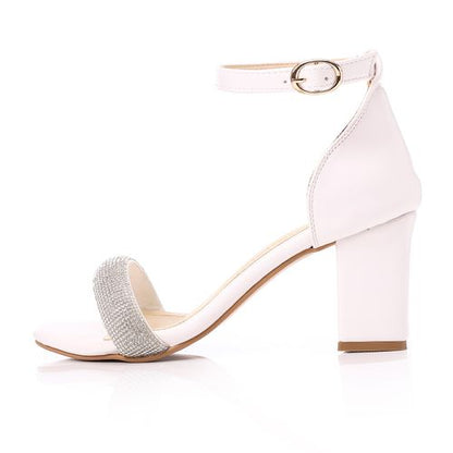 White Ankle Buckle Soiree Sandal