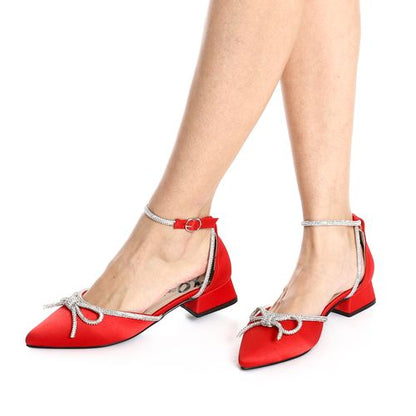 Red Soiree Rhinestone Bow Shoes