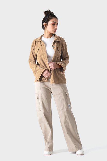 قميص قطيفة مضلع، كافيه