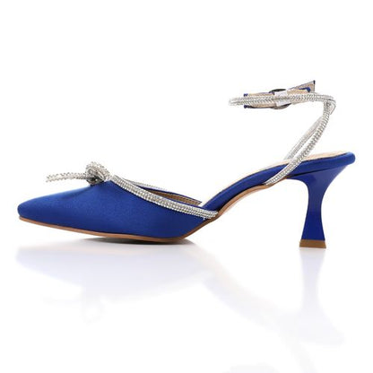 Rhinestone Bow Slingback High Heels