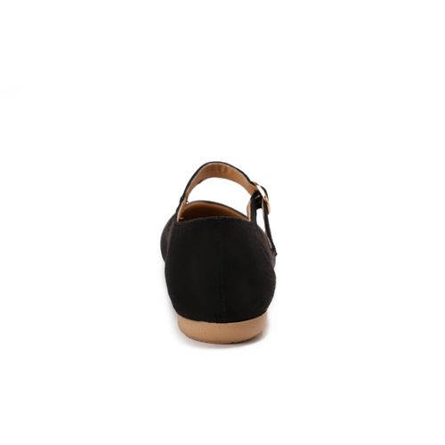 Suede Side Buckle Round Toe Ballerina