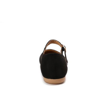 Suede Side Buckle Round Toe Ballerina