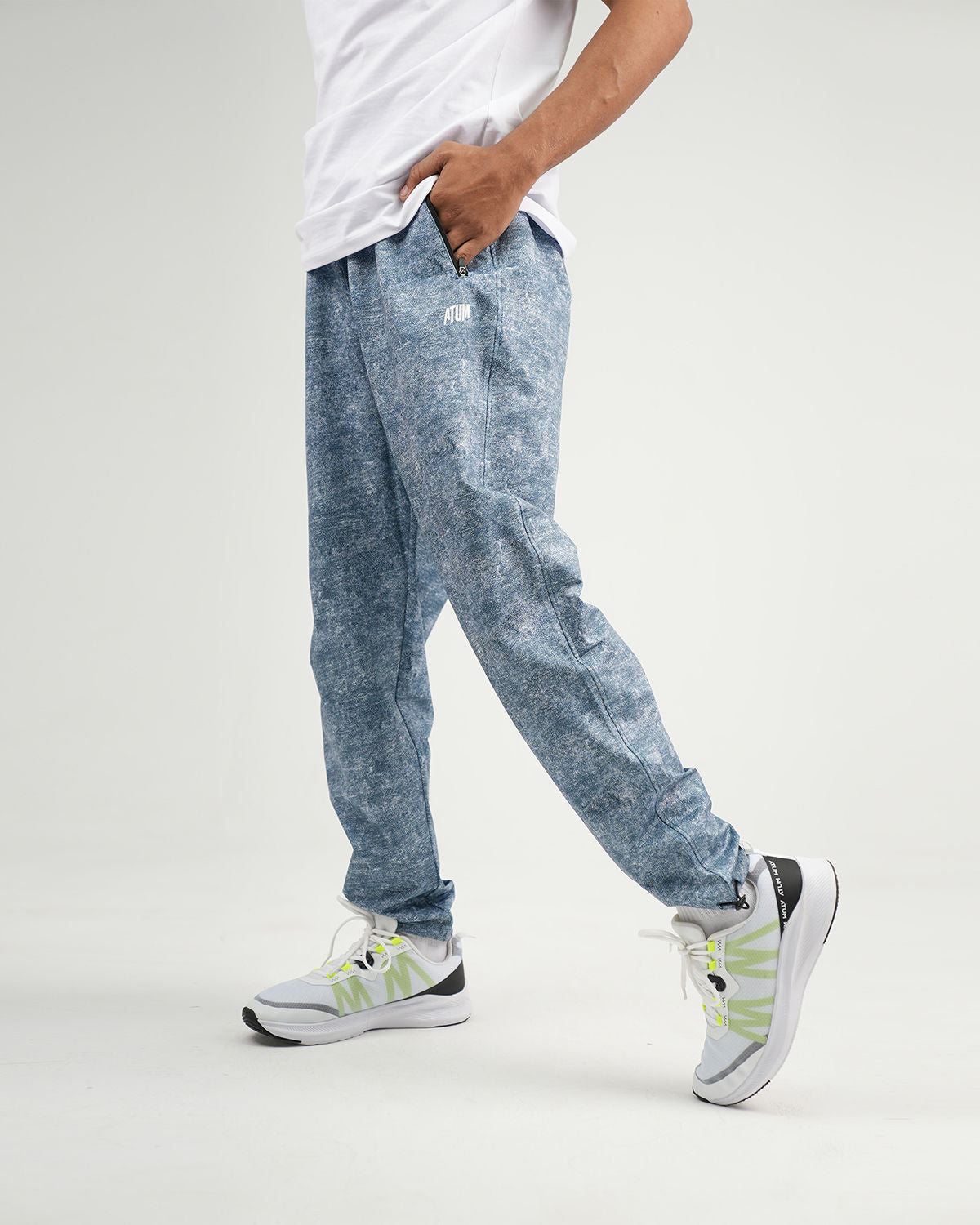 ATUM| Printed Cinchable Hems Men's Pants - Navy