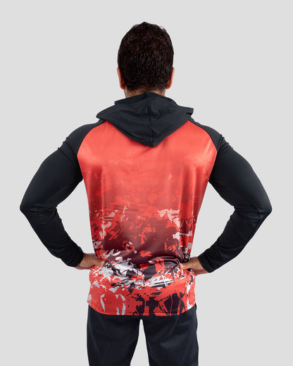 Red Sportive Hooded T-Shirt