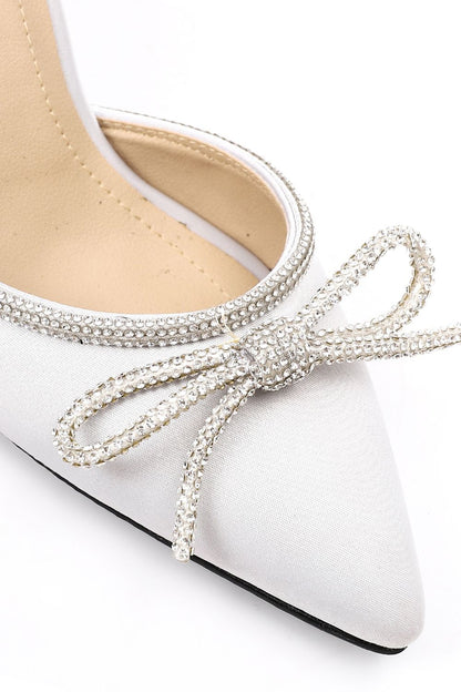 Strassed Bow Detailing High Heels Shoes