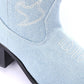 Mr.Joe Embroidered Denim Cowboy Boots