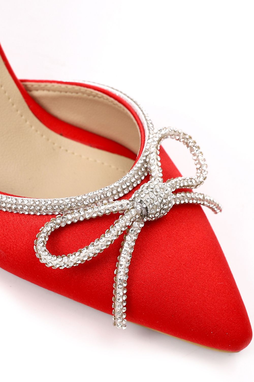 XO Style Strassed Bow Detailing High Heels Shoes