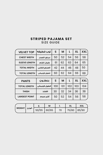 Top & Striped Pants Velvet Pajama Set