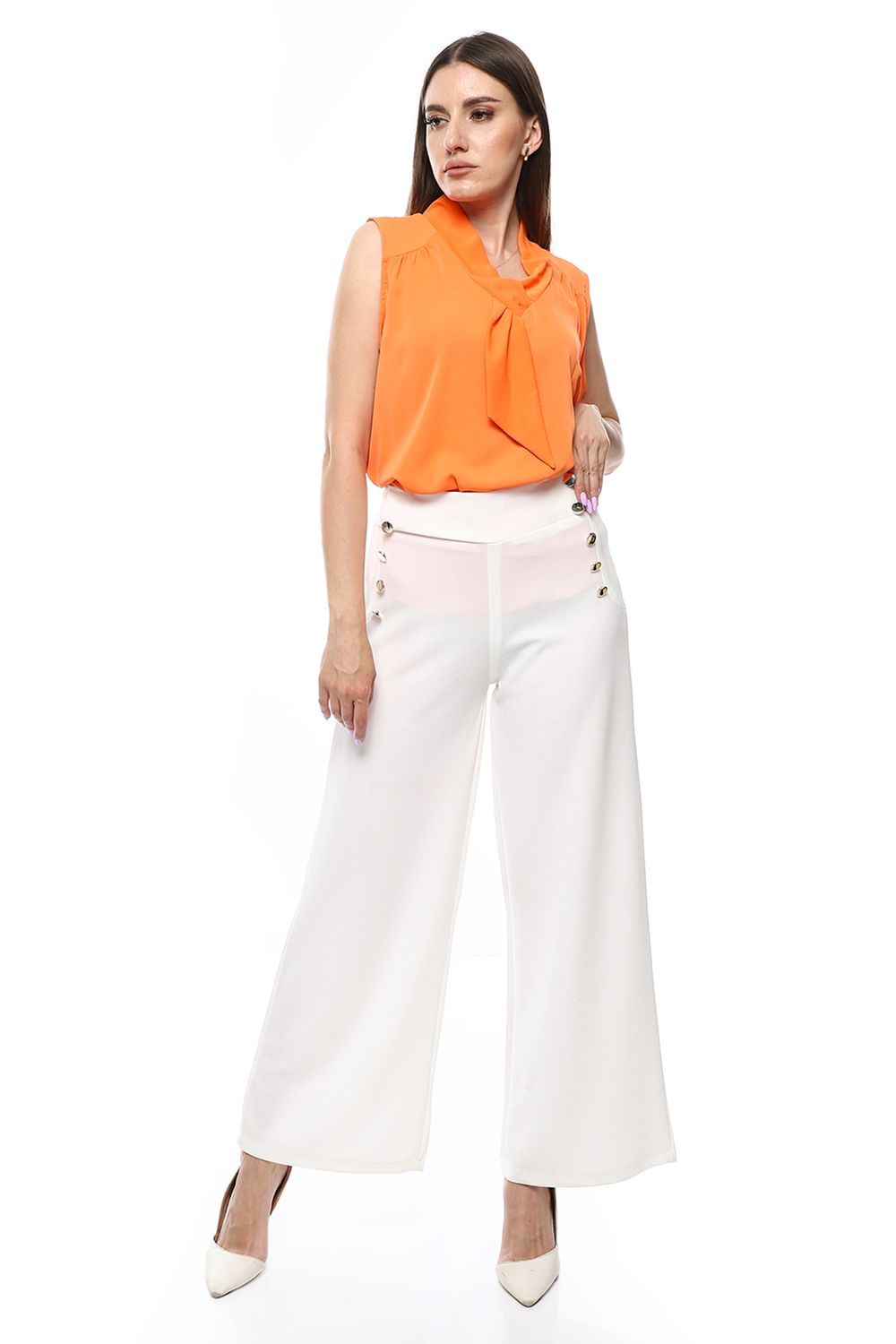 Mr.Joe Back Flap Pockets Wide Leg Pants