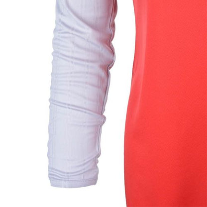 سويت شيرت رياضي أحمر ثنائي اللون بسحاب ربع