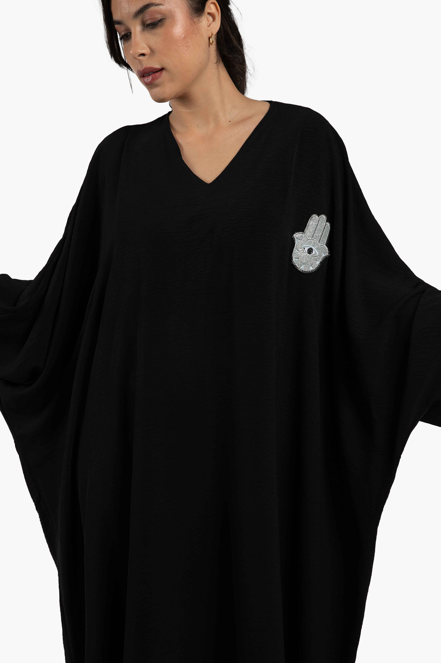 Black V-Neck Abaya